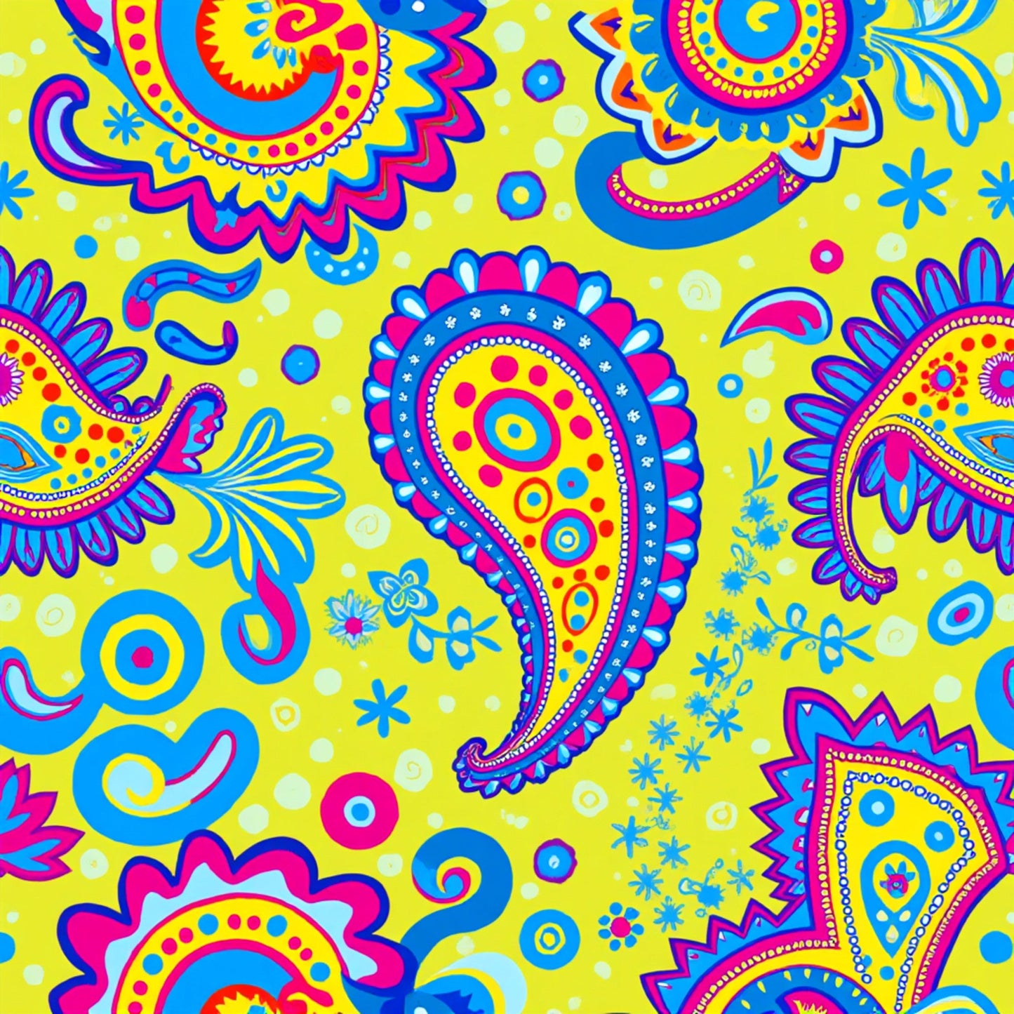Bright Preppy Paisley Pattern 13 Quilting Cotton Fabric