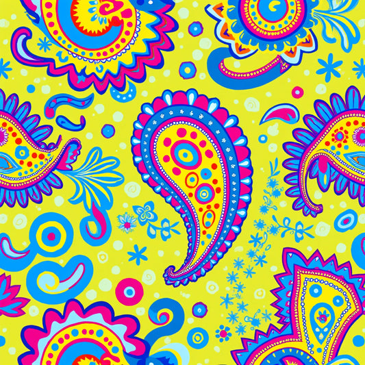 Bright Preppy Paisley Pattern 13 Quilting Cotton Fabric