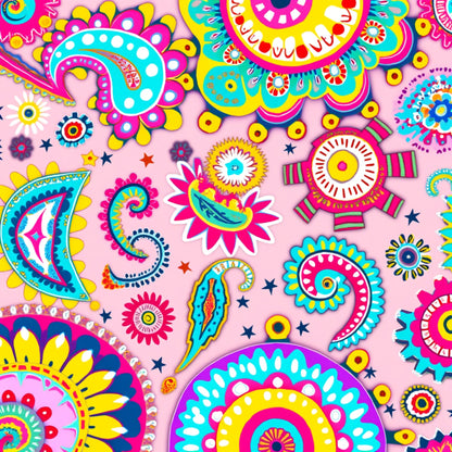 Bright Preppy Paisley Pattern 8 Quilting Cotton Fabric