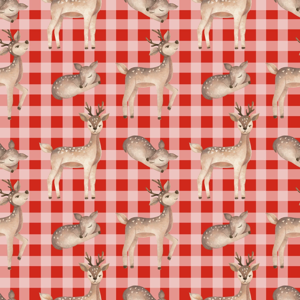 Gingham Fawns Pattern 2 Minky Fabric