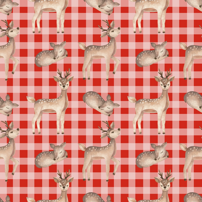 Gingham Fawns Pattern 2 Minky Fabric
