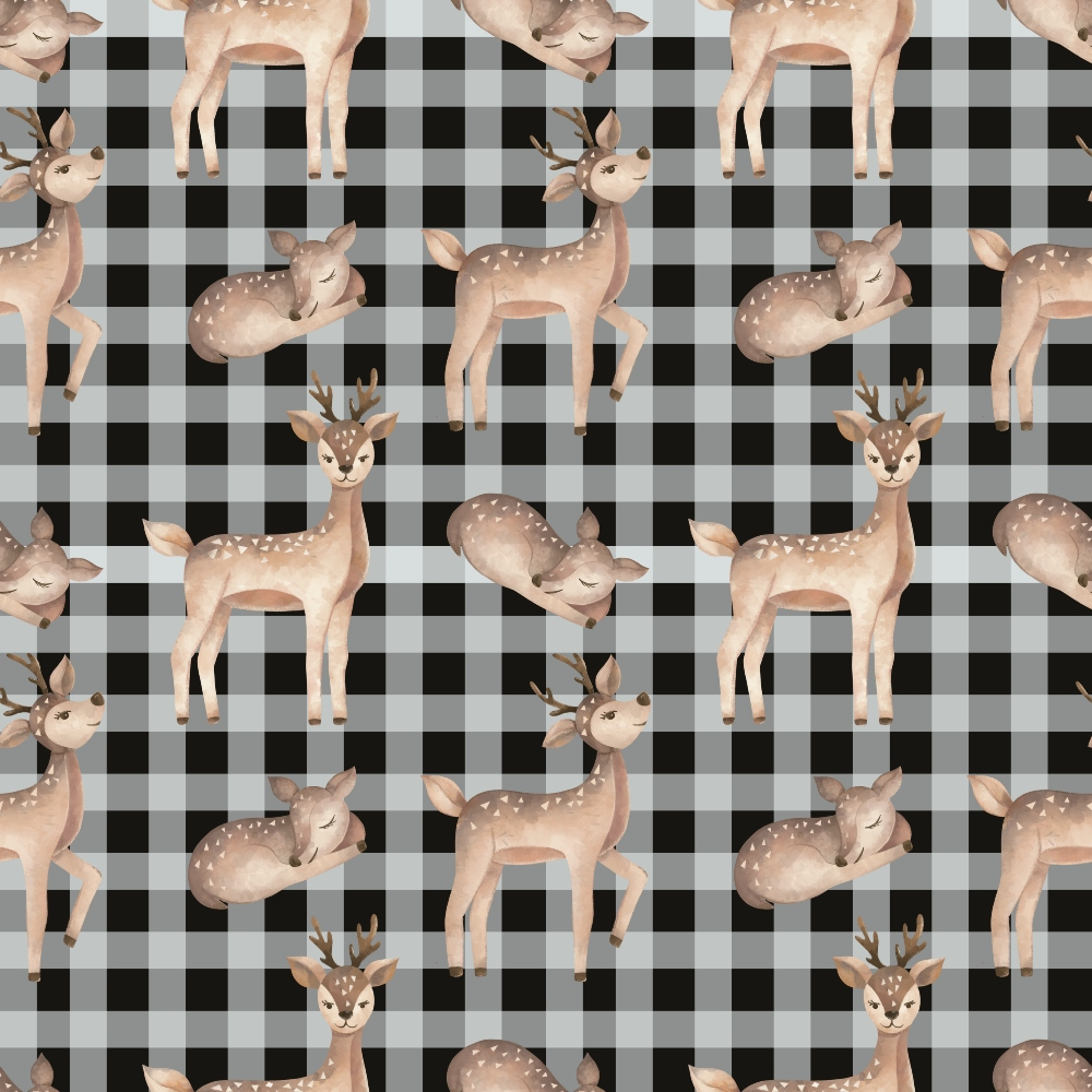 Gingham Fawns Pattern 4 Minky Fabric