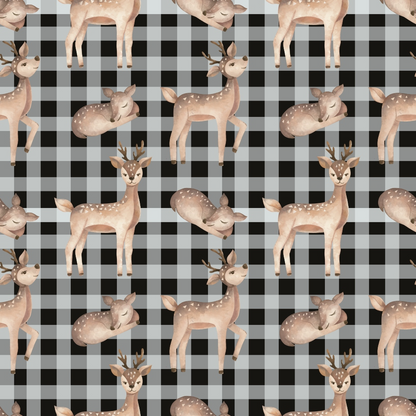 Gingham Fawns Pattern 4 Minky Fabric