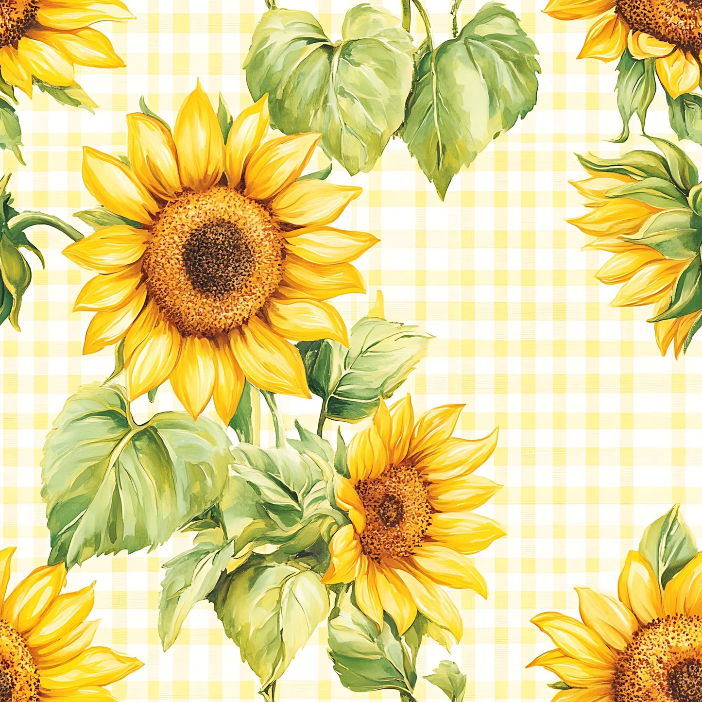 Buffalo Plaid With Sunflowers Pattern 12 Quilting Cotton Fabric