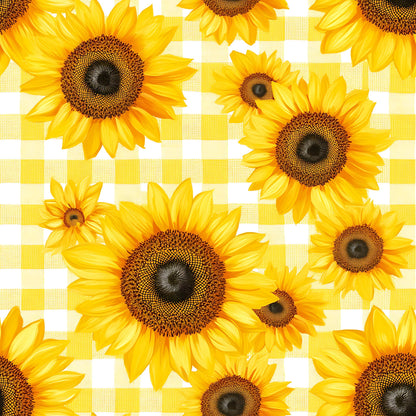 Buffalo Plaid With Sunflowers Pattern 9 Quilting Cotton Fabric