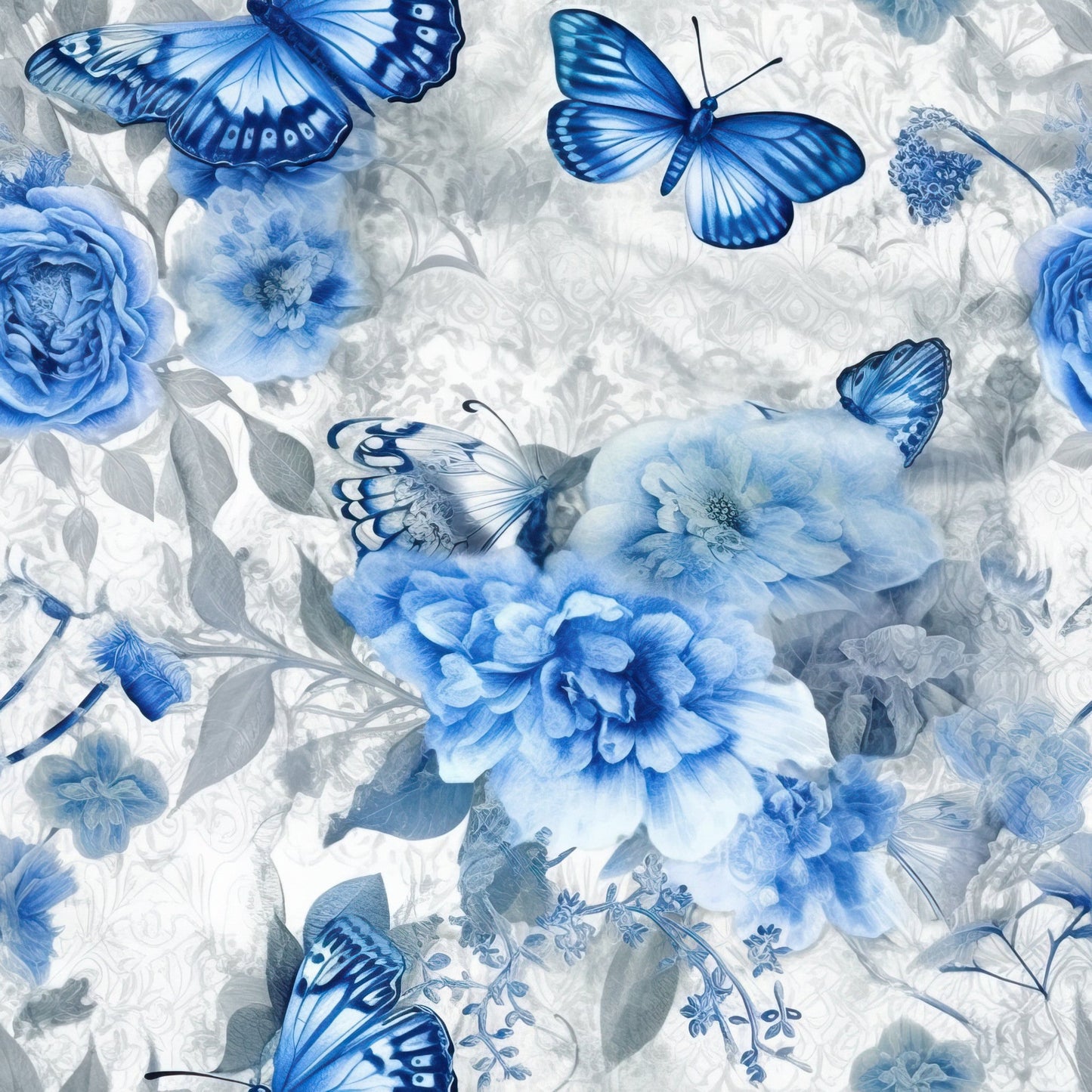 Butterfly Ballet in Blue Pattern 9 Quilting Cotton Fabric