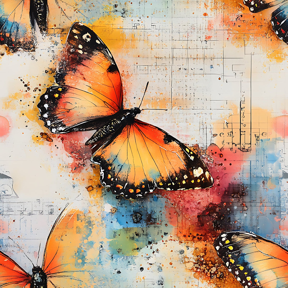 Painted Wings Pattern 15 Minky Fabric