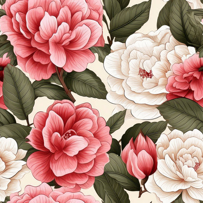 Painted Peonies Pattern 1 Minky Fabric
