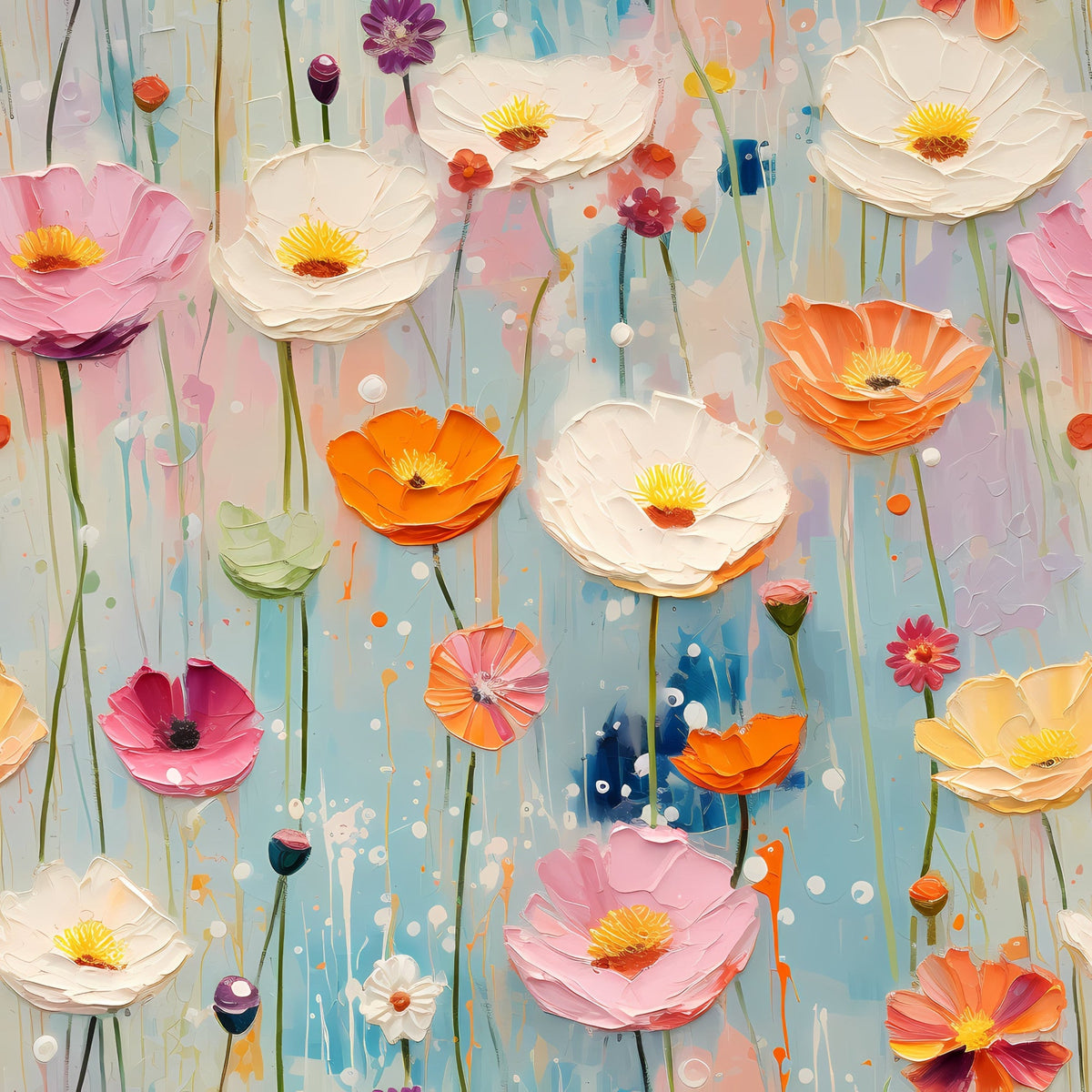 Poppy Confetti Pattern 2 Minky Fabric