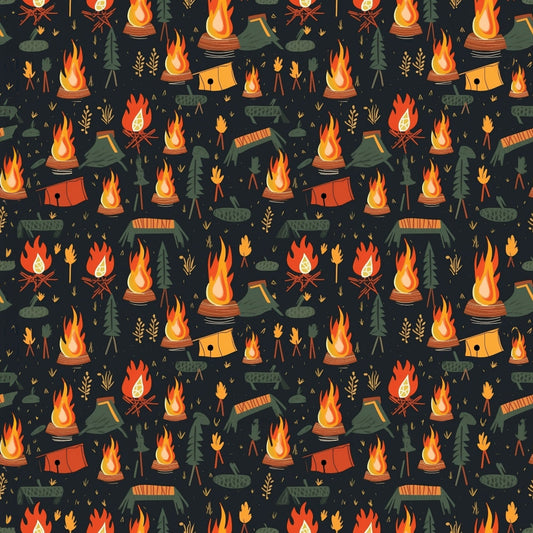 Camping Graphics Pattern 12 Quilting Cotton Fabric