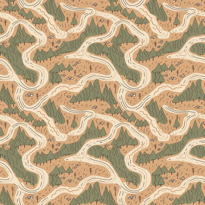 Camping Graphics Pattern 2 Quilting Cotton Fabric