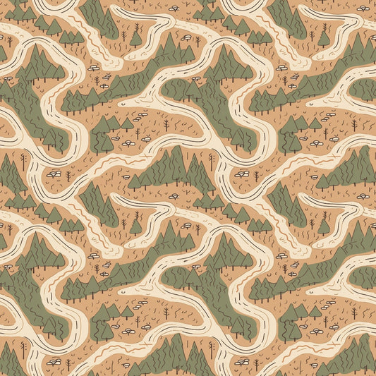 Camping Graphics Pattern 2 Quilting Cotton Fabric