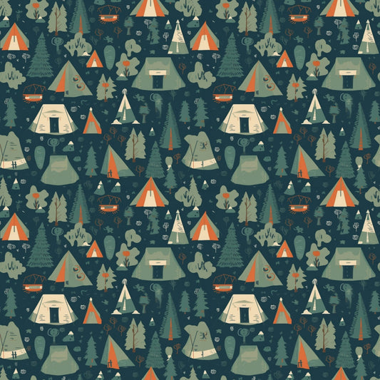 Camping Graphics Pattern 3 Quilting Cotton Fabric