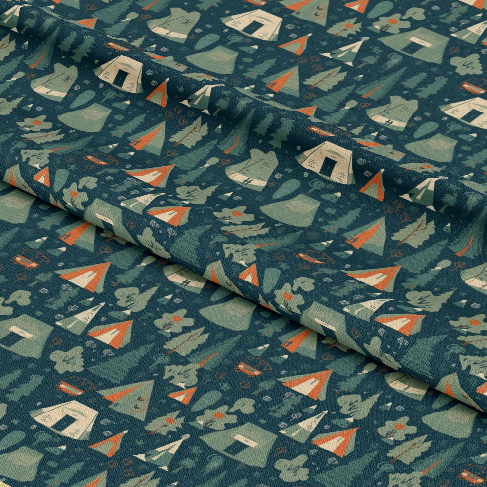 Camping Graphics Pattern 3 Quilting Cotton Fabric