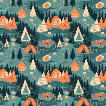 Camping Graphics Pattern 5 Quilting Cotton Fabric