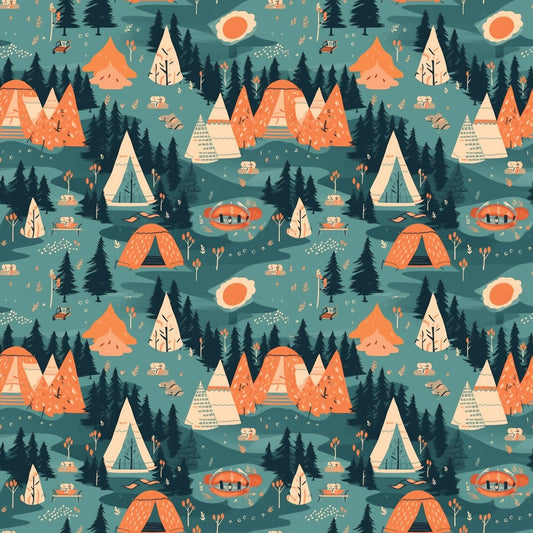 Camping Graphics Pattern 5 Quilting Cotton Fabric