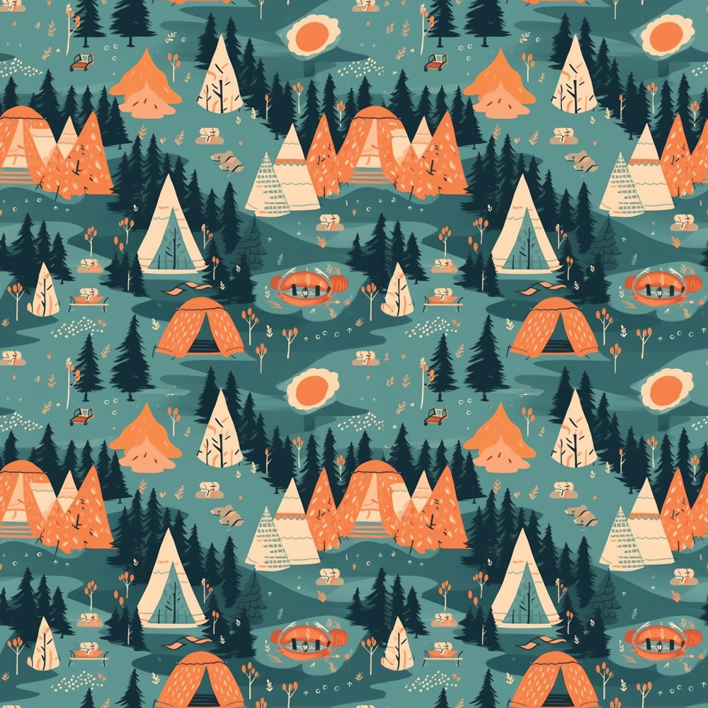 Evergreen Campfire Nights Pattern 5 Minky Fabric