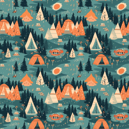 Evergreen Campfire Nights Pattern 5 Minky Fabric