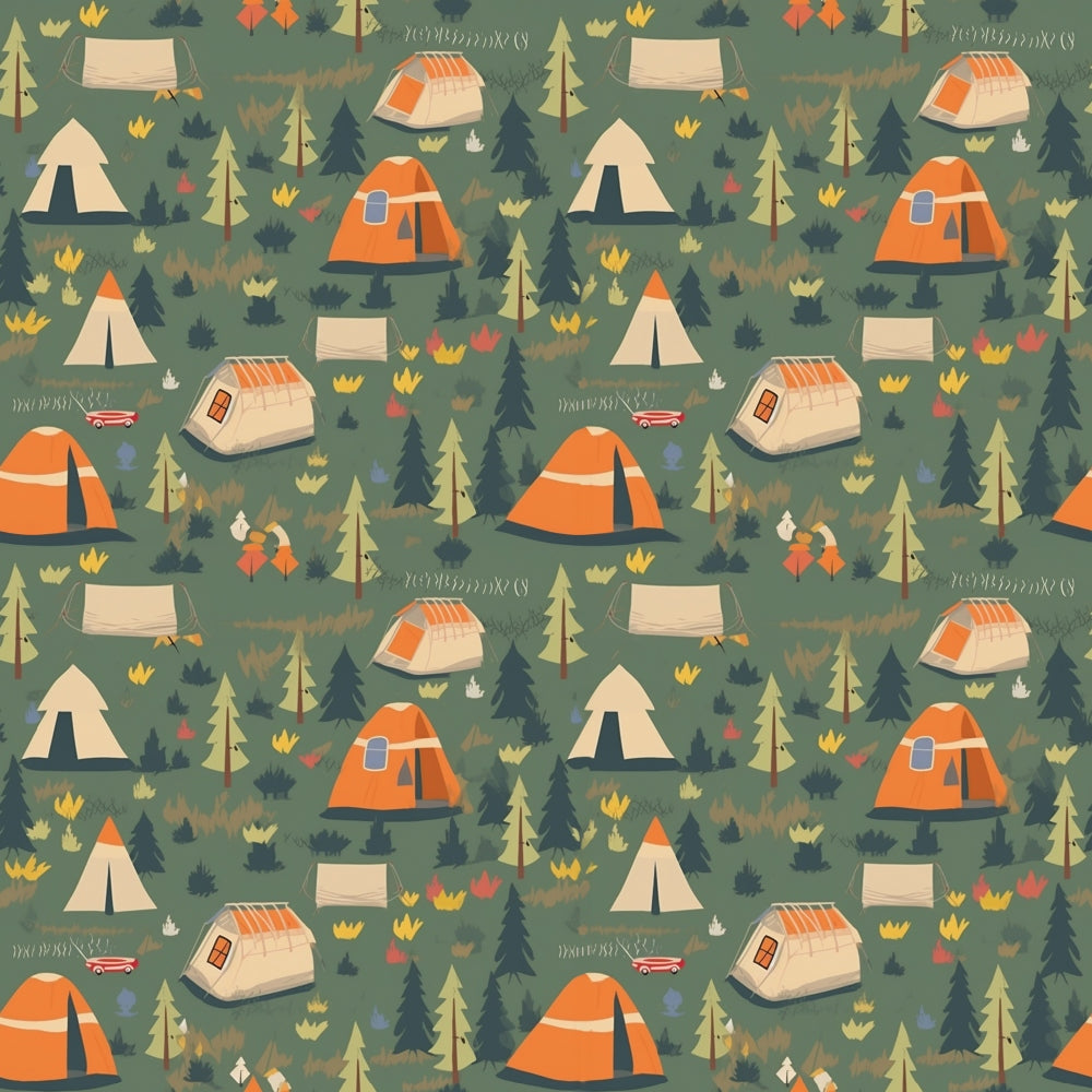 Camping Graphics Pattern 6 Quilting Cotton Fabric