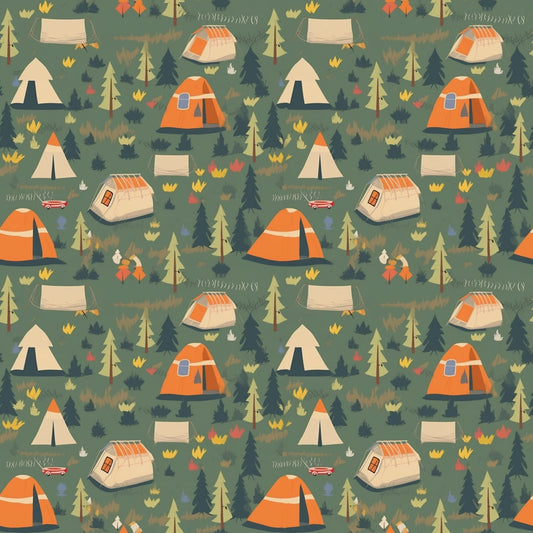 Camping Graphics Pattern 6 Quilting Cotton Fabric