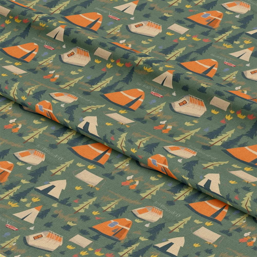 Camping Graphics Pattern 6 Quilting Cotton Fabric