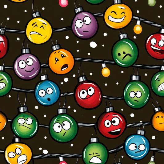 Cartoon Christmas Lights Quilting Cotton Fabric