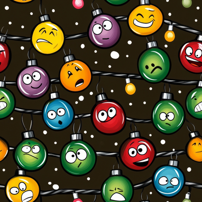 Cartoon Christmas Lights Minky Fabric