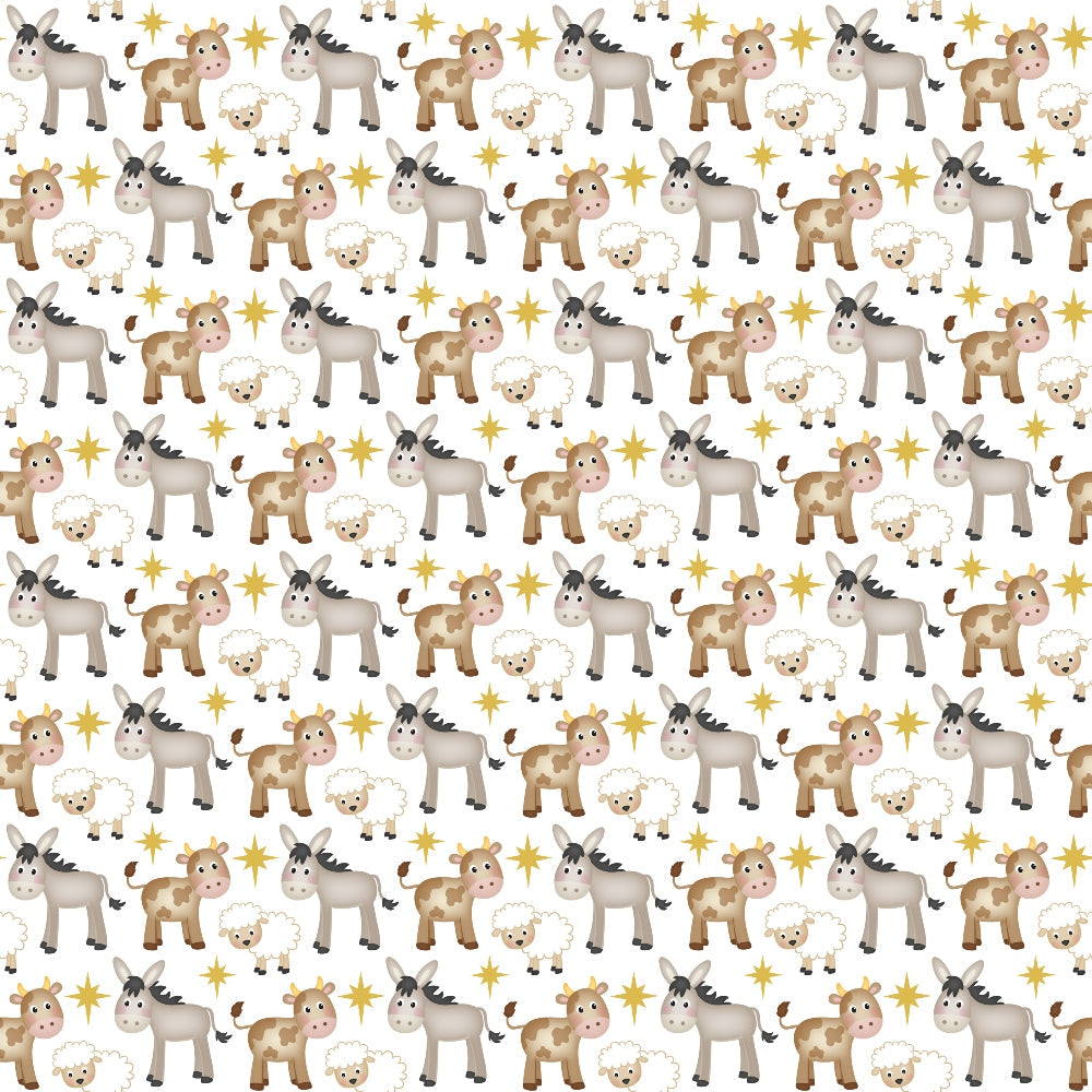 Cartoon Christmas Nativity Pattern 2 Quilting Cotton Fabric