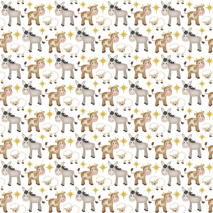 Cartoon Christmas Nativity Pattern 2 Quilting Cotton Fabric