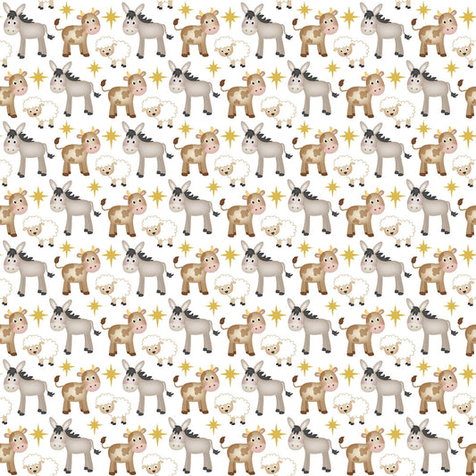 Cartoon Christmas Nativity Pattern 2 Quilting Cotton Fabric