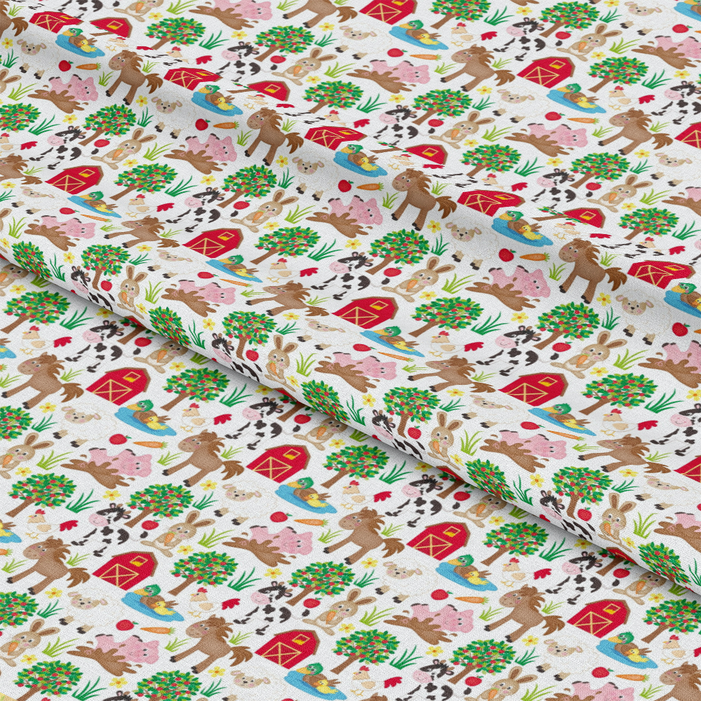 Cartoon Farm Animals Pattern 10 Quilting Cotton Fabric