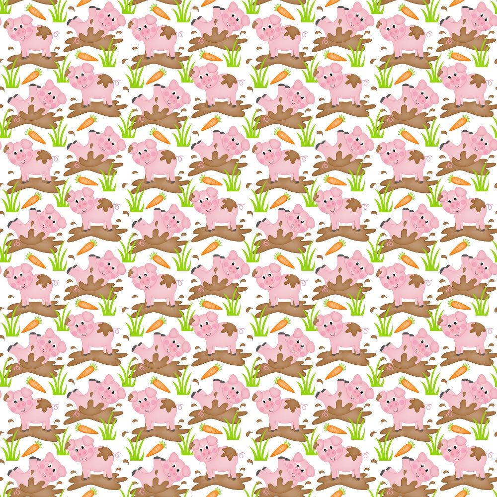 Cartoon Farm Animals Pattern 1 Quilting Cotton Fabric