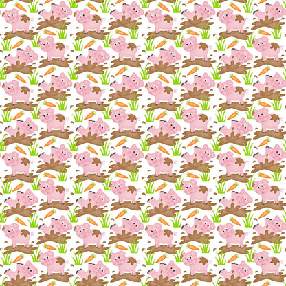 Cartoon Farm Animals Pattern 1 Quilting Cotton Fabric