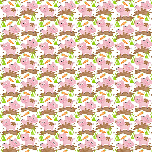 Cartoon Farm Animals Pattern 1 Quilting Cotton Fabric