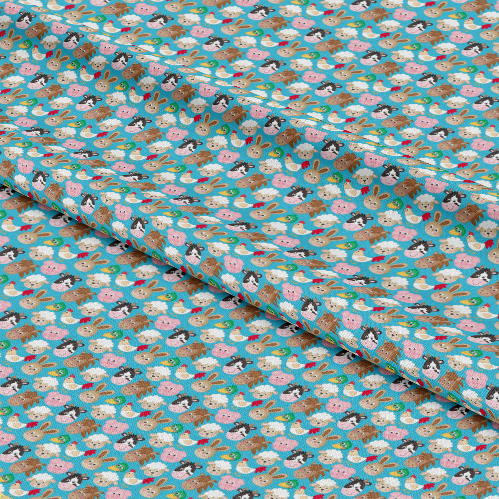 Cartoon Farm Animals Pattern 2 Quilting Cotton Fabric