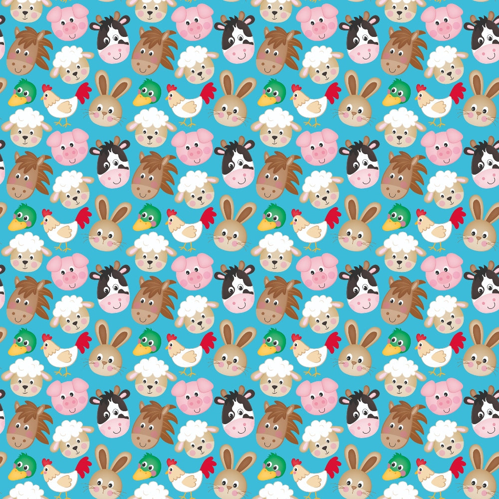 Cartoon Farm Animals Pattern 2 Quilting Cotton Fabric