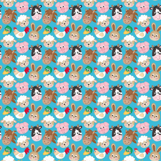 Cartoon Farm Animals Pattern 2 Quilting Cotton Fabric