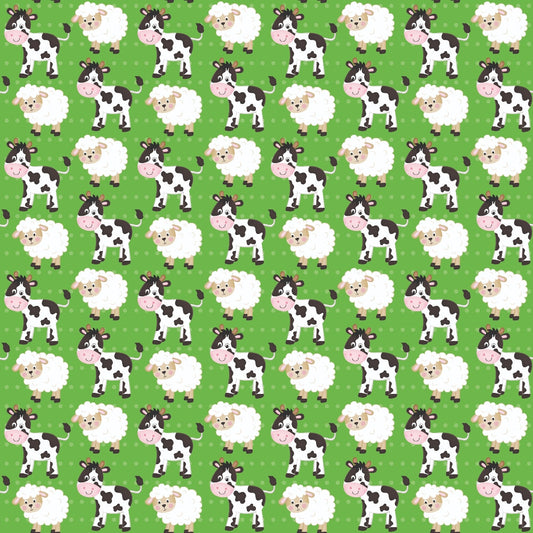 Cartoon Farm Animals Pattern 6 Quilting Cotton Fabric