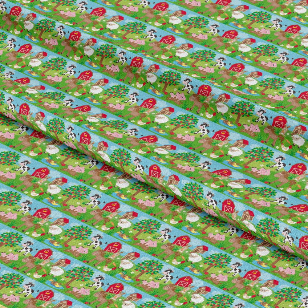 Cartoon Farm Animals Pattern 8 Quilting Cotton Fabric