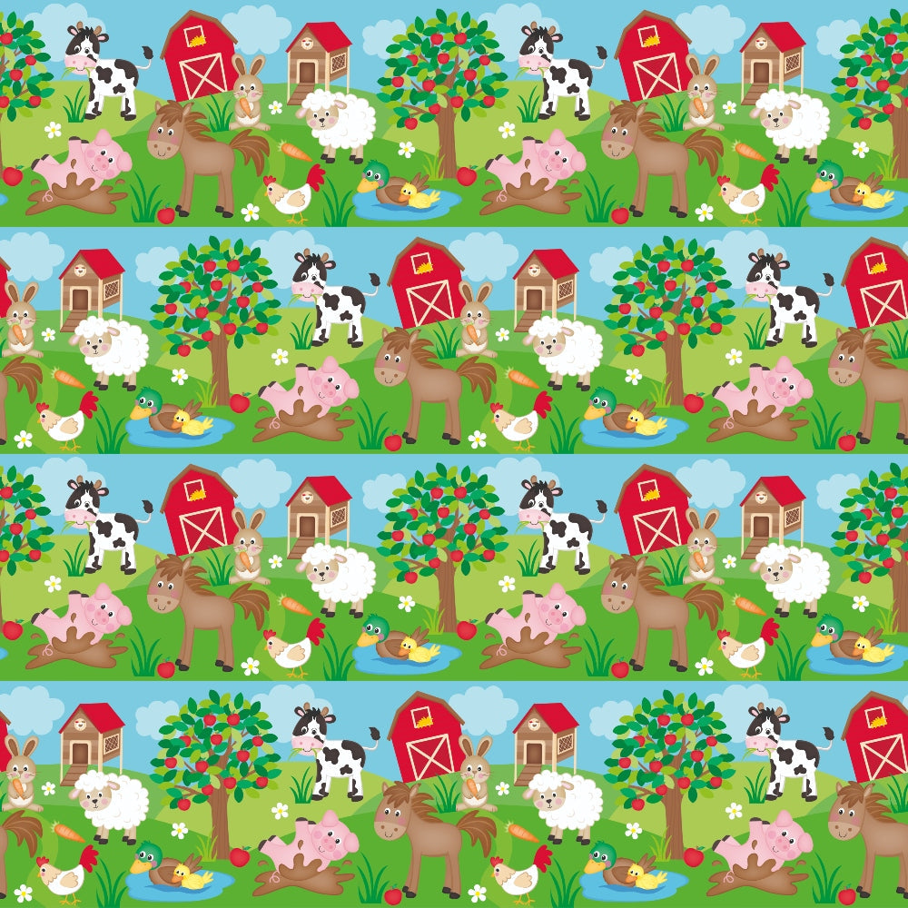 Cartoon Farm Animals Pattern 8 Quilting Cotton Fabric