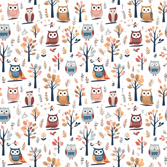 Cartoon Owls Pattern 1 Quilting Cotton Fabric
