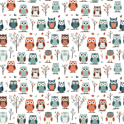 Cartoon Owls Pattern 11 Quilting Cotton Fabric