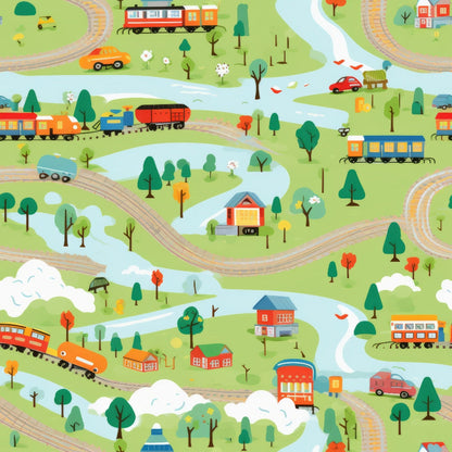 Choo Choo Village Pattern 10 Minky Fabric