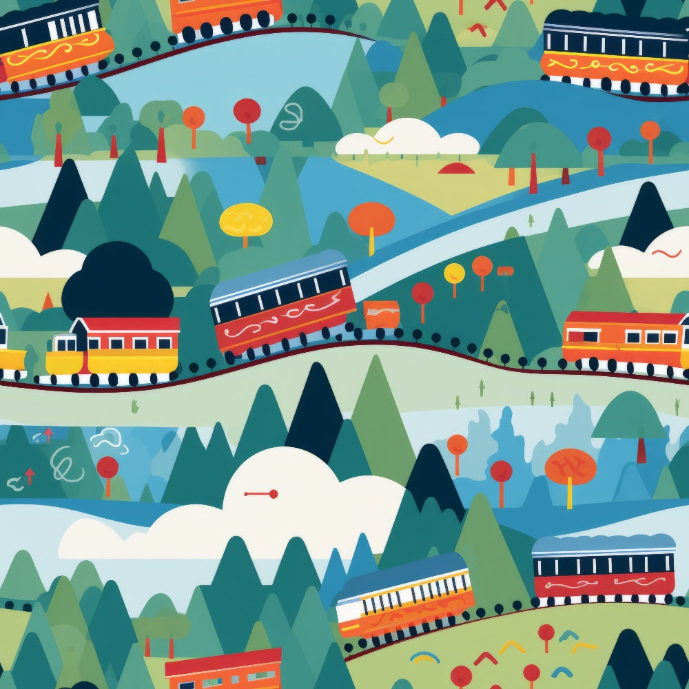 Choo Choo Village Pattern 15 Minky Fabric