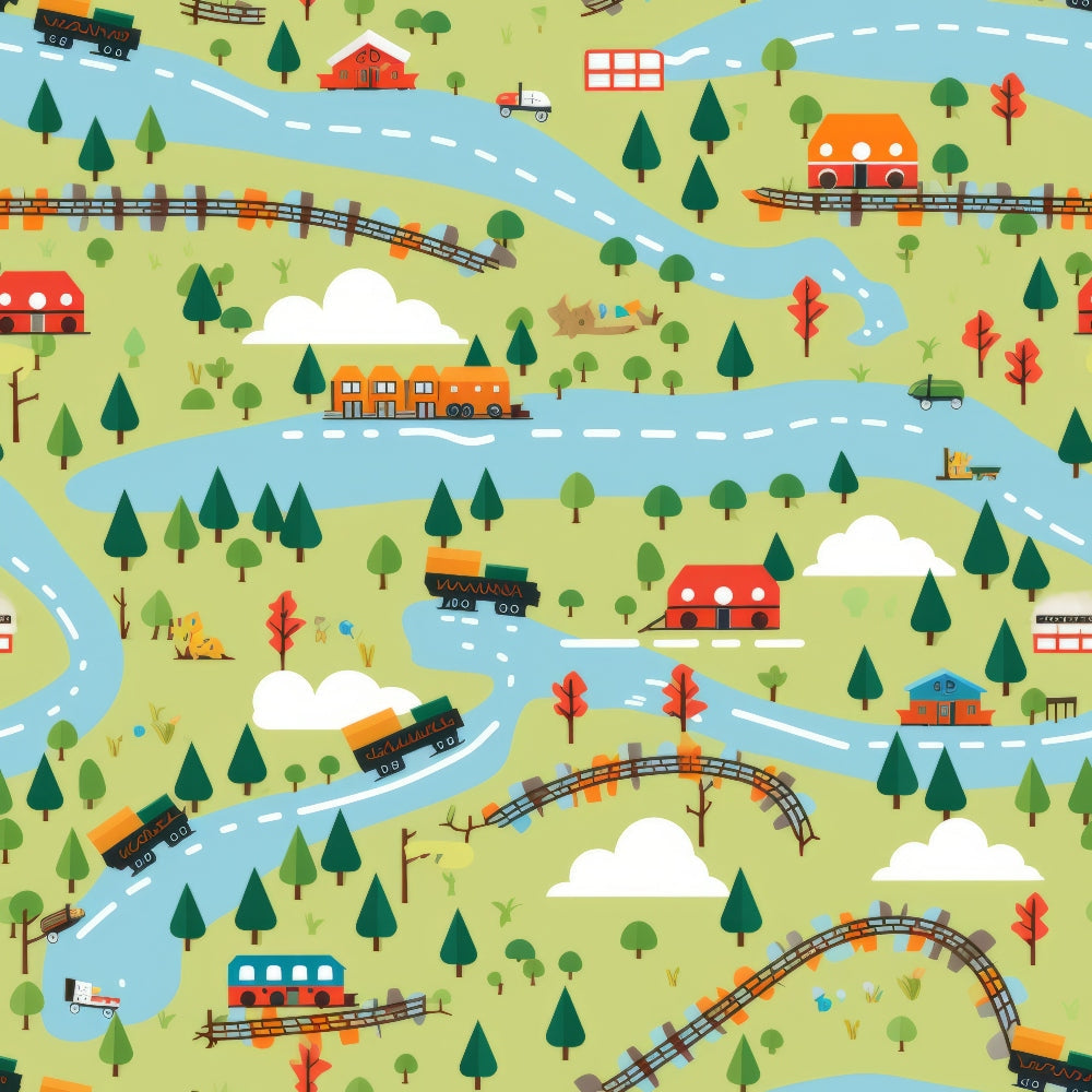 Choo Choo Village Pattern 16 Minky Fabric