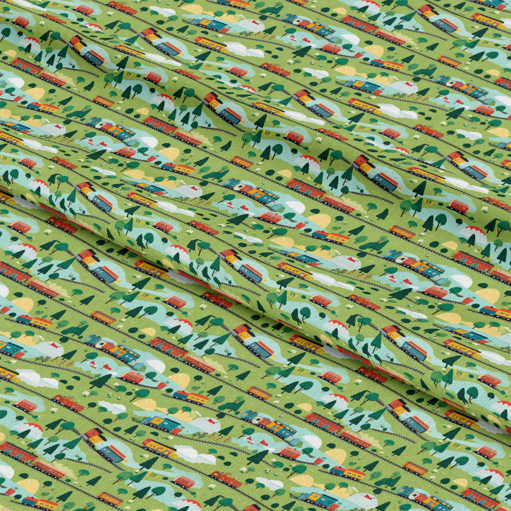 Cartoon Trains Pattern 18 Quilting Cotton Fabric