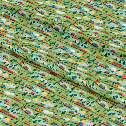 Cartoon Trains Pattern 18 Quilting Cotton Fabric