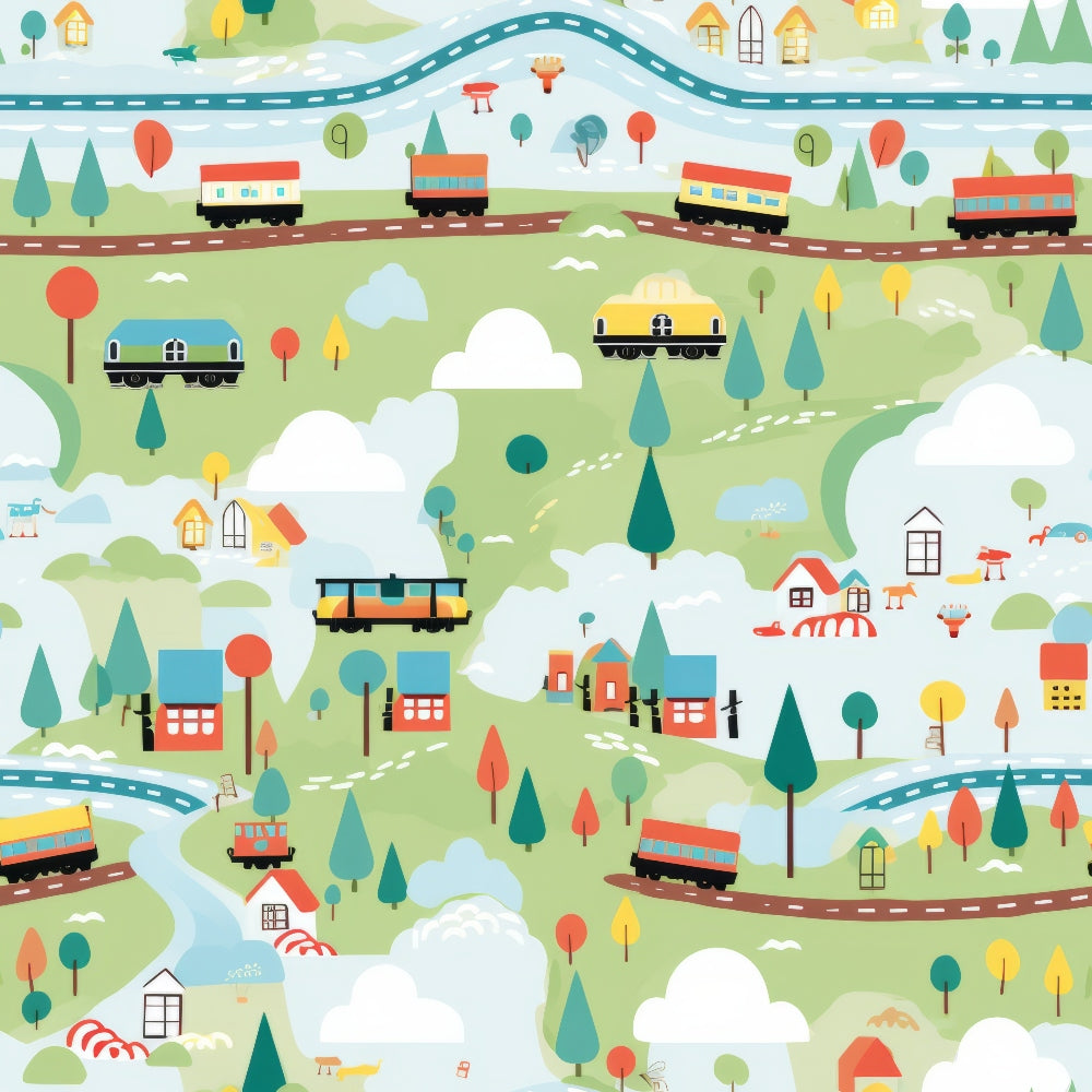 Choo Choo Village Pattern 19 Minky Fabric