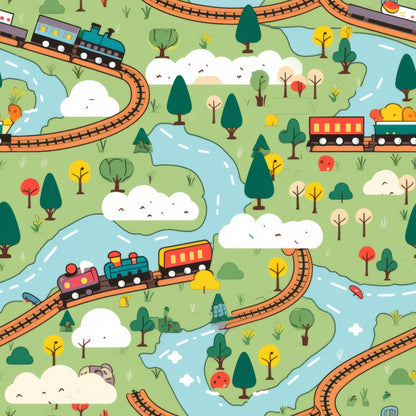 Choo Choo Village Pattern 1 Minky Fabric