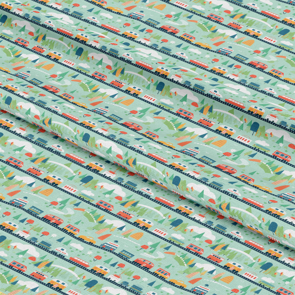 Cartoon Trains Pattern 27 Quilting Cotton Fabric